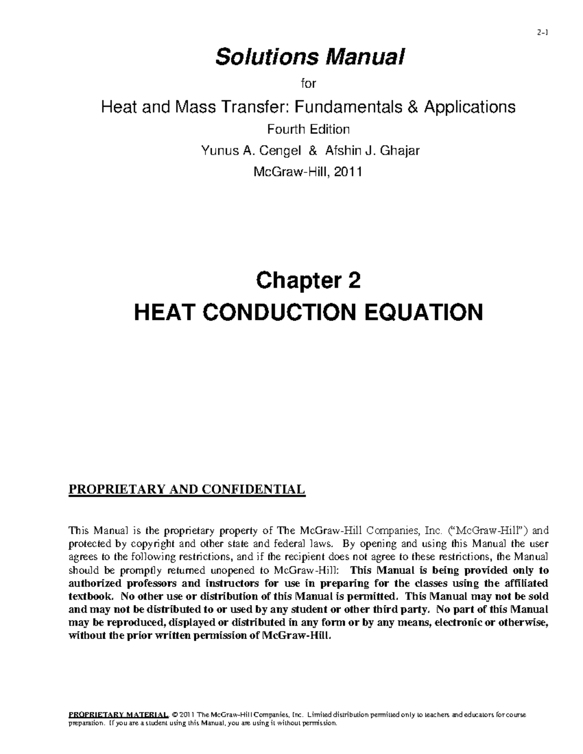 Heat and Mass Transfer 4th Edition Cengel Chapter 2 Solutions - Studocu
