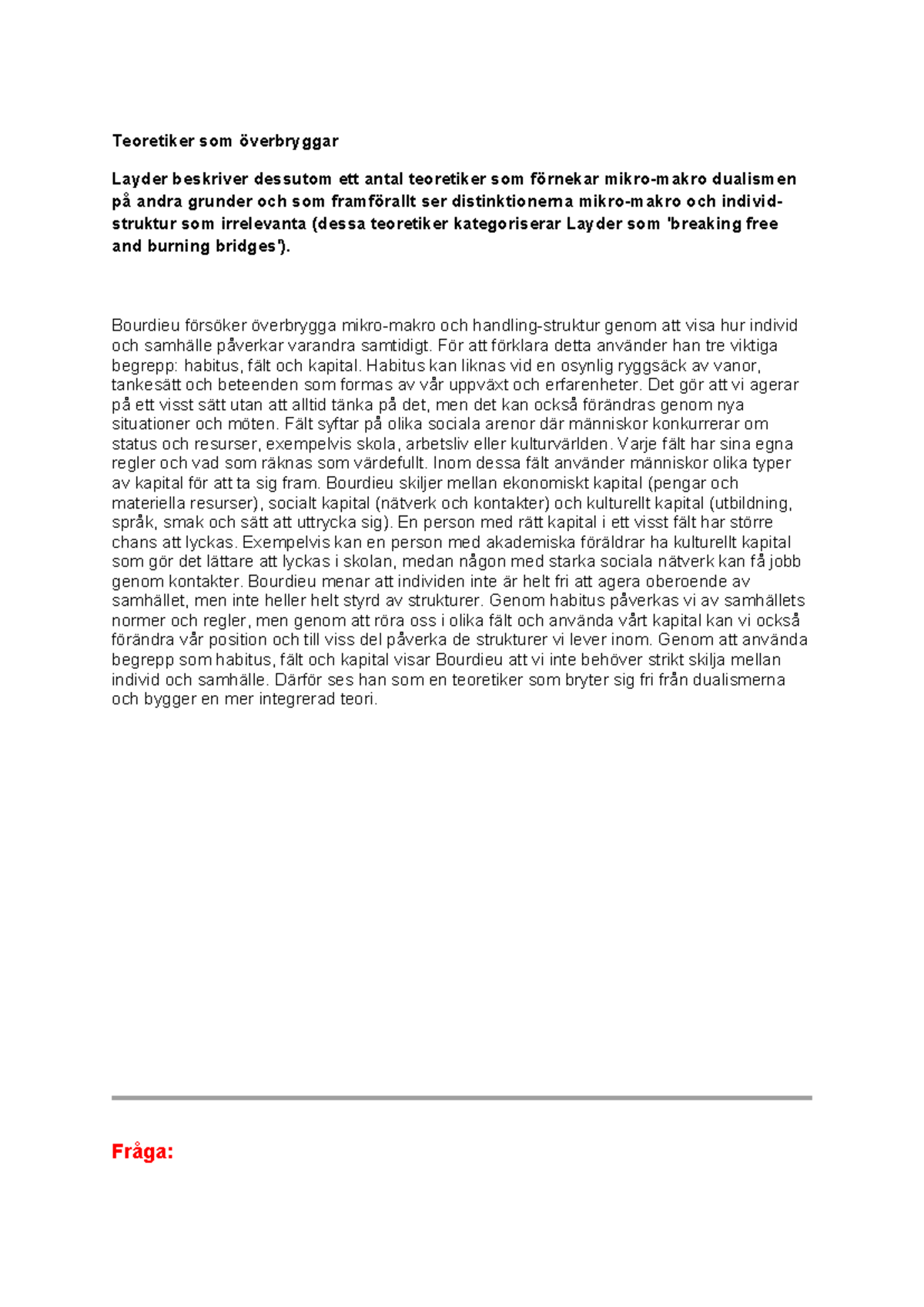 Sociologiska Teorier och Dualismer: En Analys av Layder och Bourdieu ...