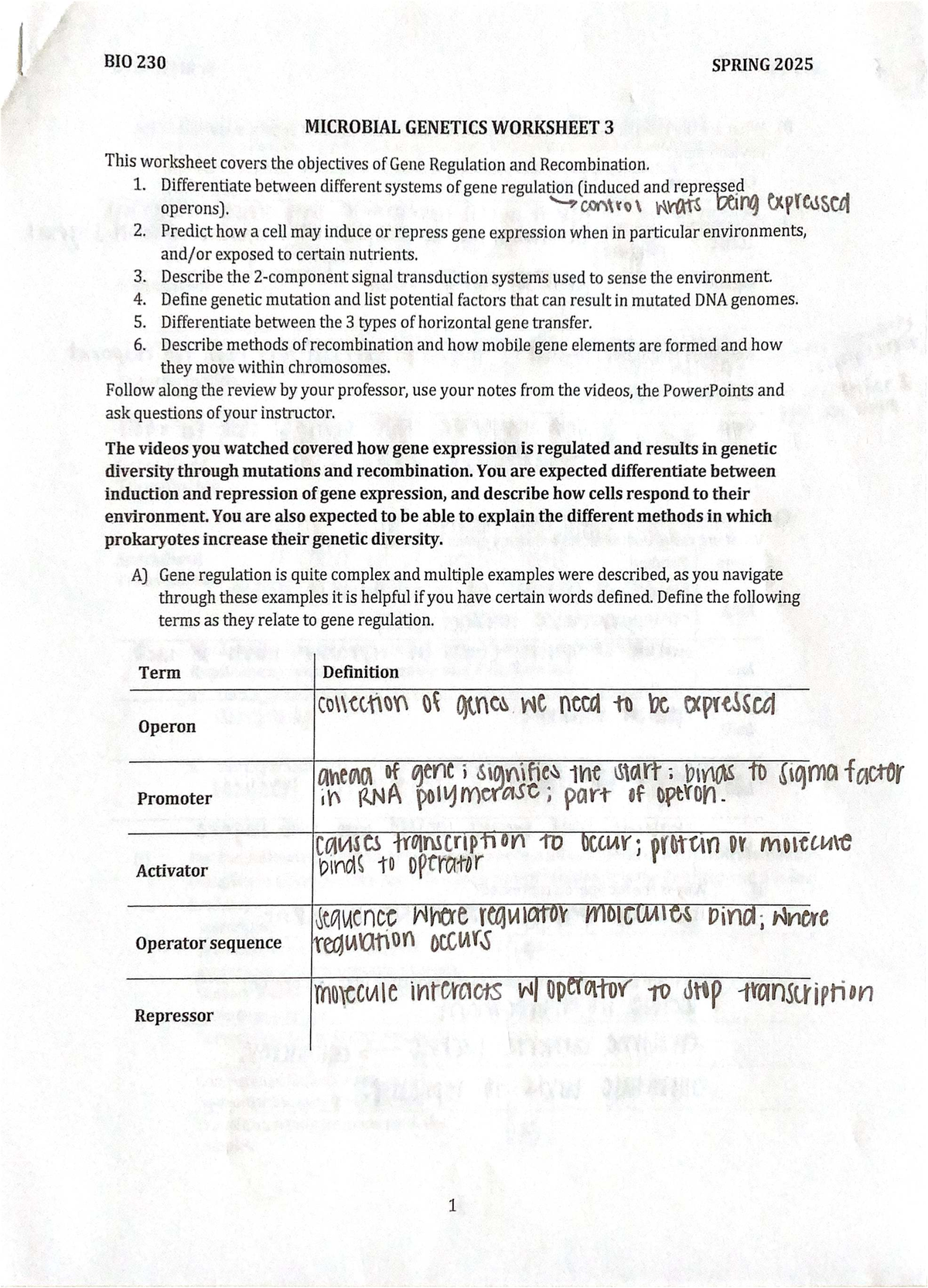 Midterm Exam Study Notes for Course XYZ 101 - BIO 230 SPRING 2025 ...