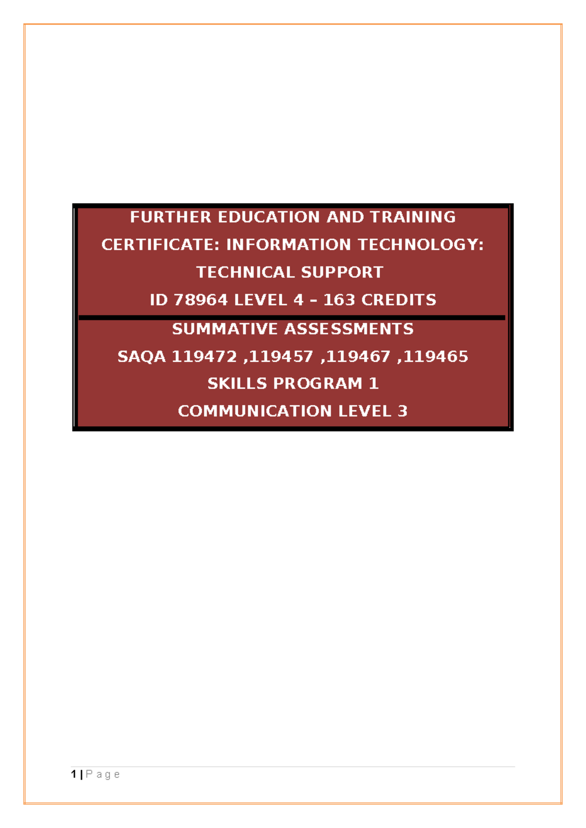 Skills Program 1 - Comm. Level 3 - Summative Assessment Guide - Studocu