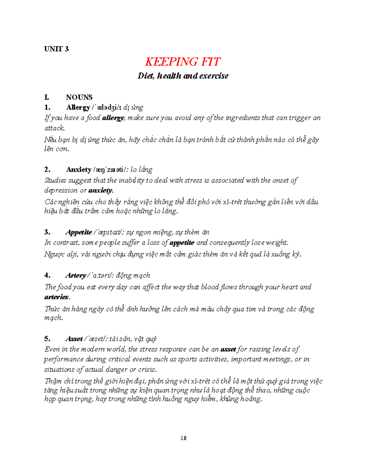 Unit 3: Keeping Fit - Diet, Health, and Exercise Insights - Studocu