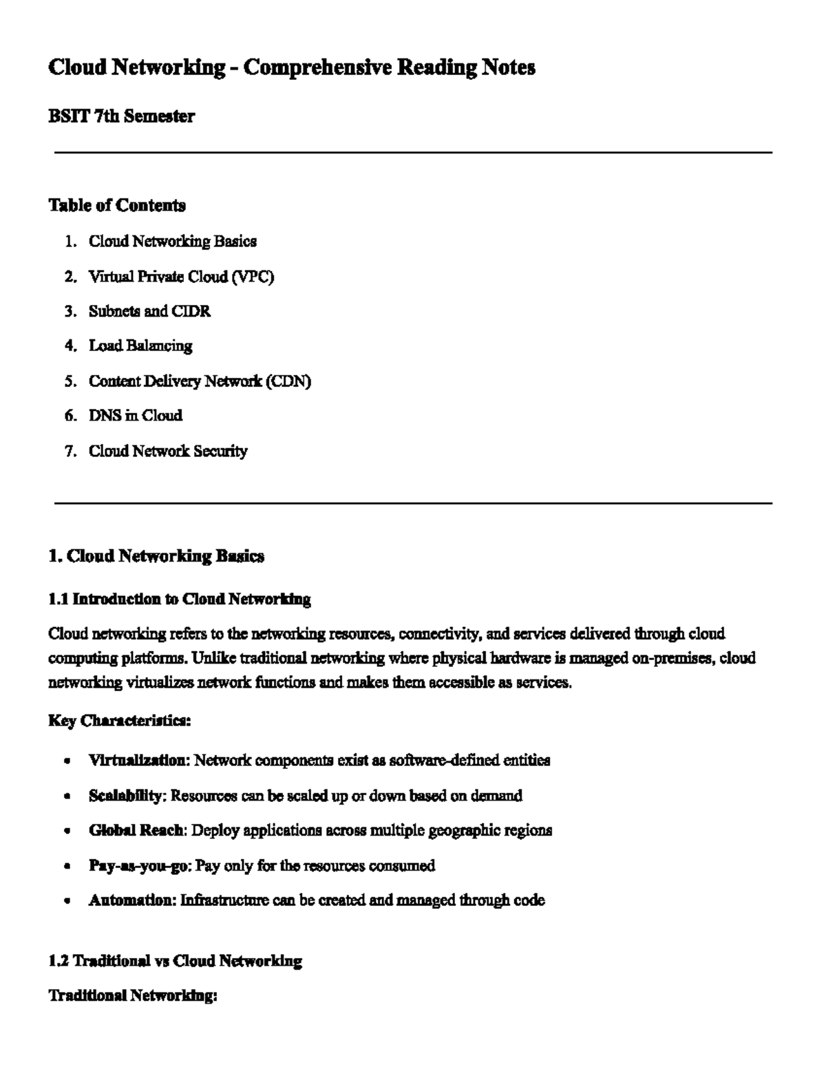 Cloud Networking Study Notes BSIT 7th Sem - Studocu