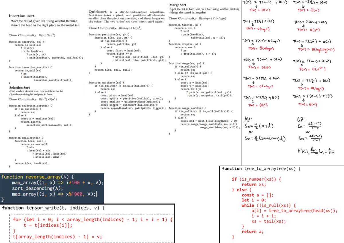 CS1101S Final Exam Cheatsheet: Sorting Algorithms Overview - Studocu