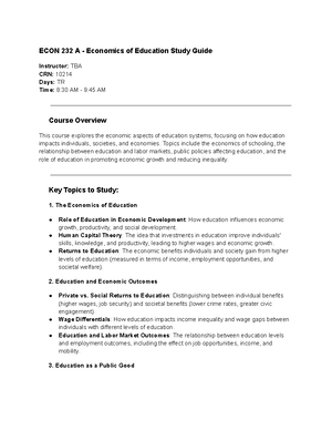 ECON 105 A - Principles of Accounting Study Guide - Course Overview ...