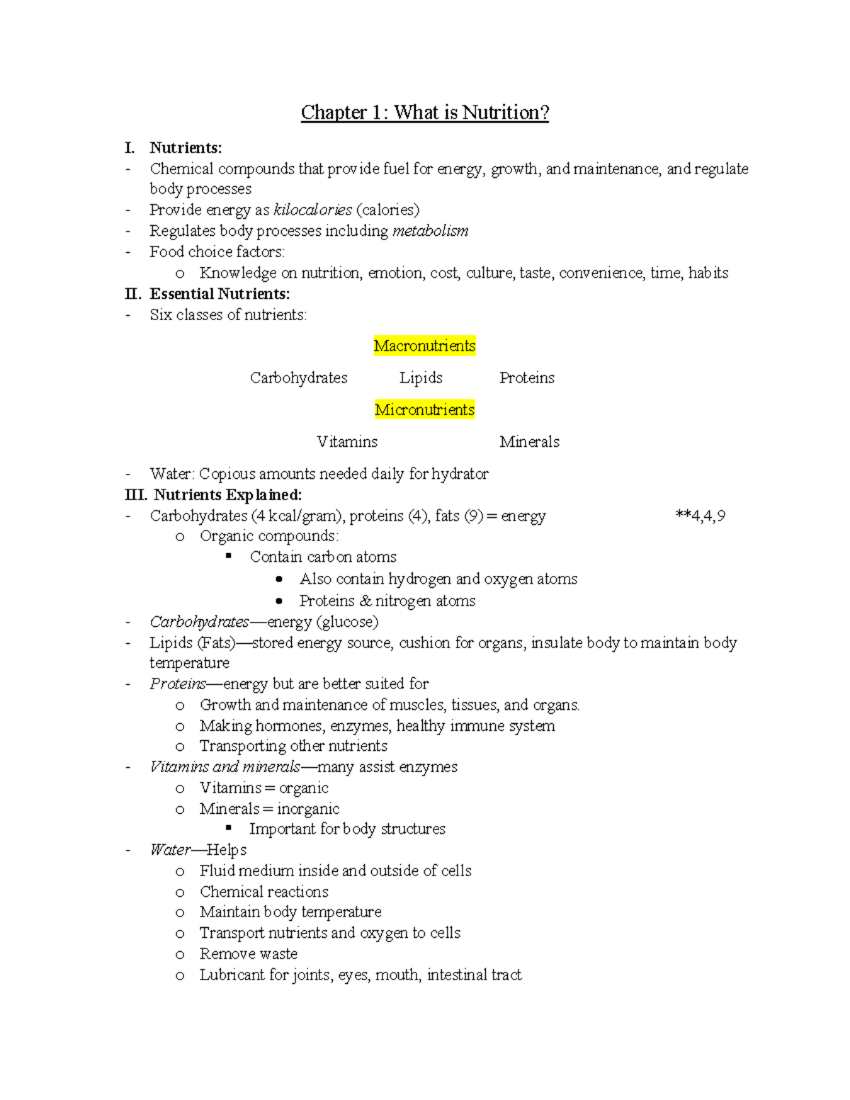 Nutrition 101 - Study Guide for Exam 1 Covering Chapters 1-4 - Studocu