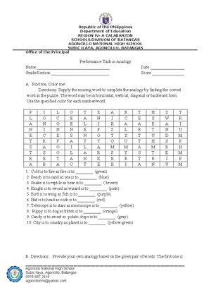 Performance Task 3 & 4 - practice material - Learning Task 4 ...