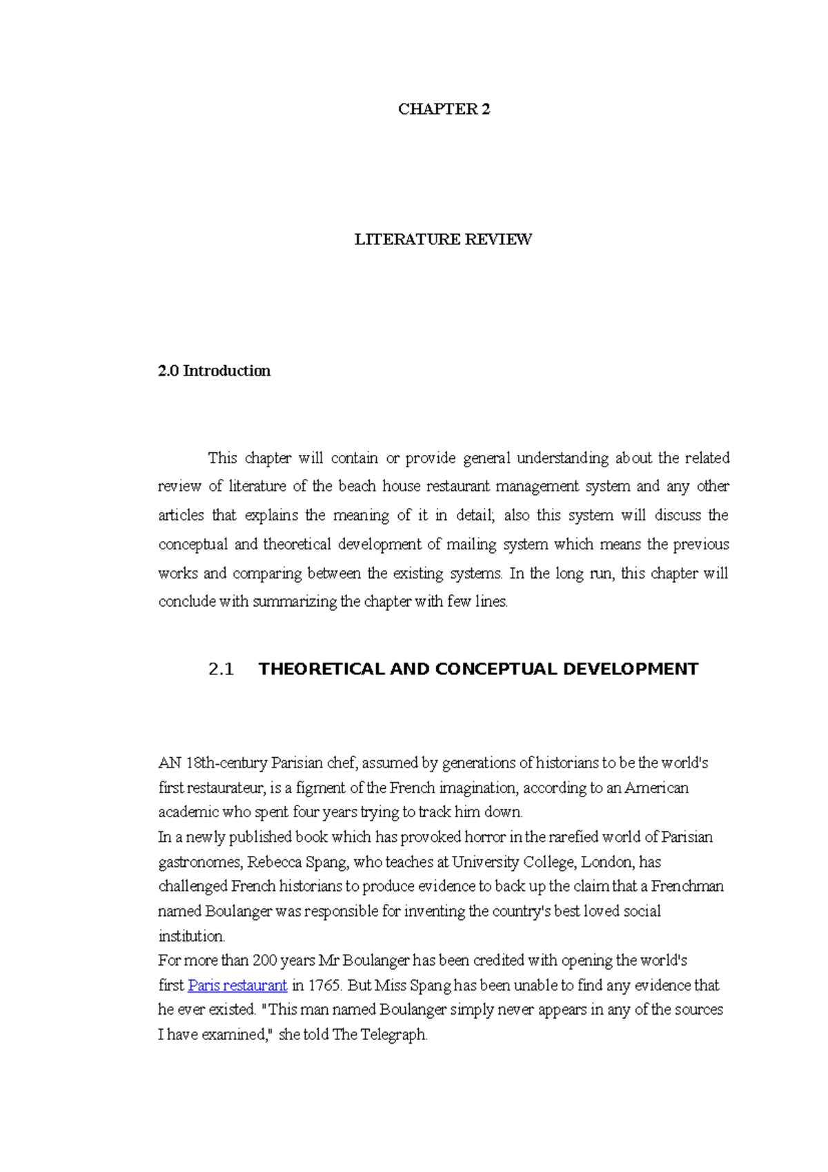 Chapter 2 Literature Review on Restaurant Management Systems - Studeersnel