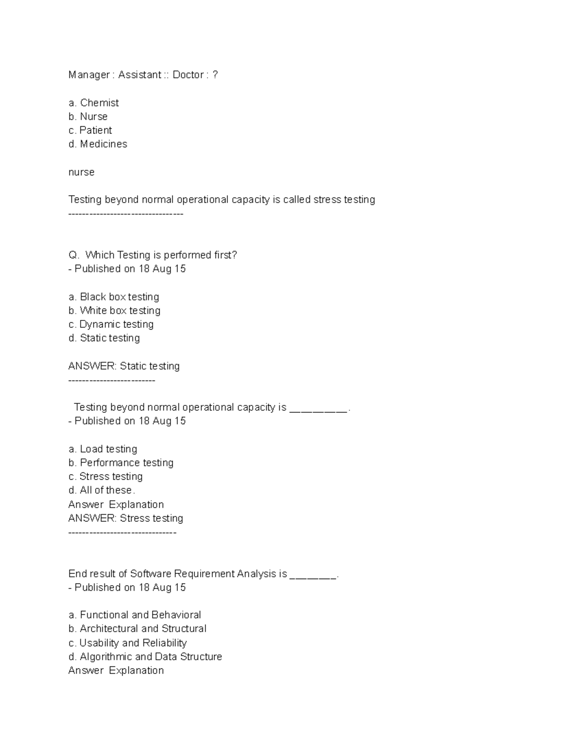 Software Testing MCQs and Concepts - ISTQB Exam Prep - Studocu