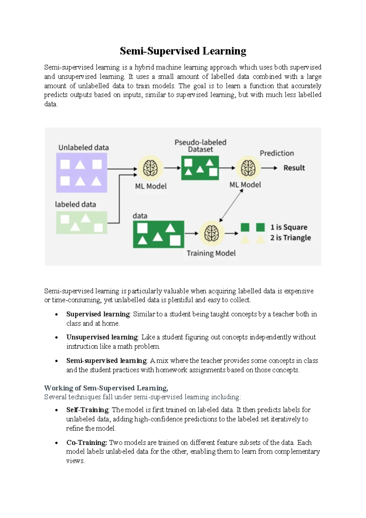 Semi-Supervised Learning: A Hybrid Approach to Data Training - Studocu