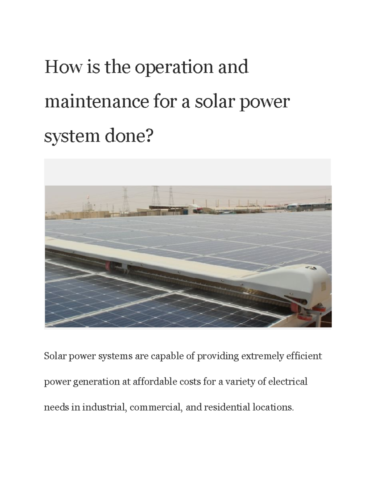 Operation & Maintenance of Solar Power Systems (ENG 2006) - Studocu