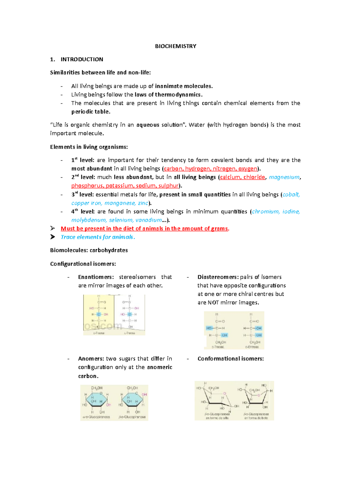 Biochemistry Lecture Notes: Key Concepts and Structures - Studocu