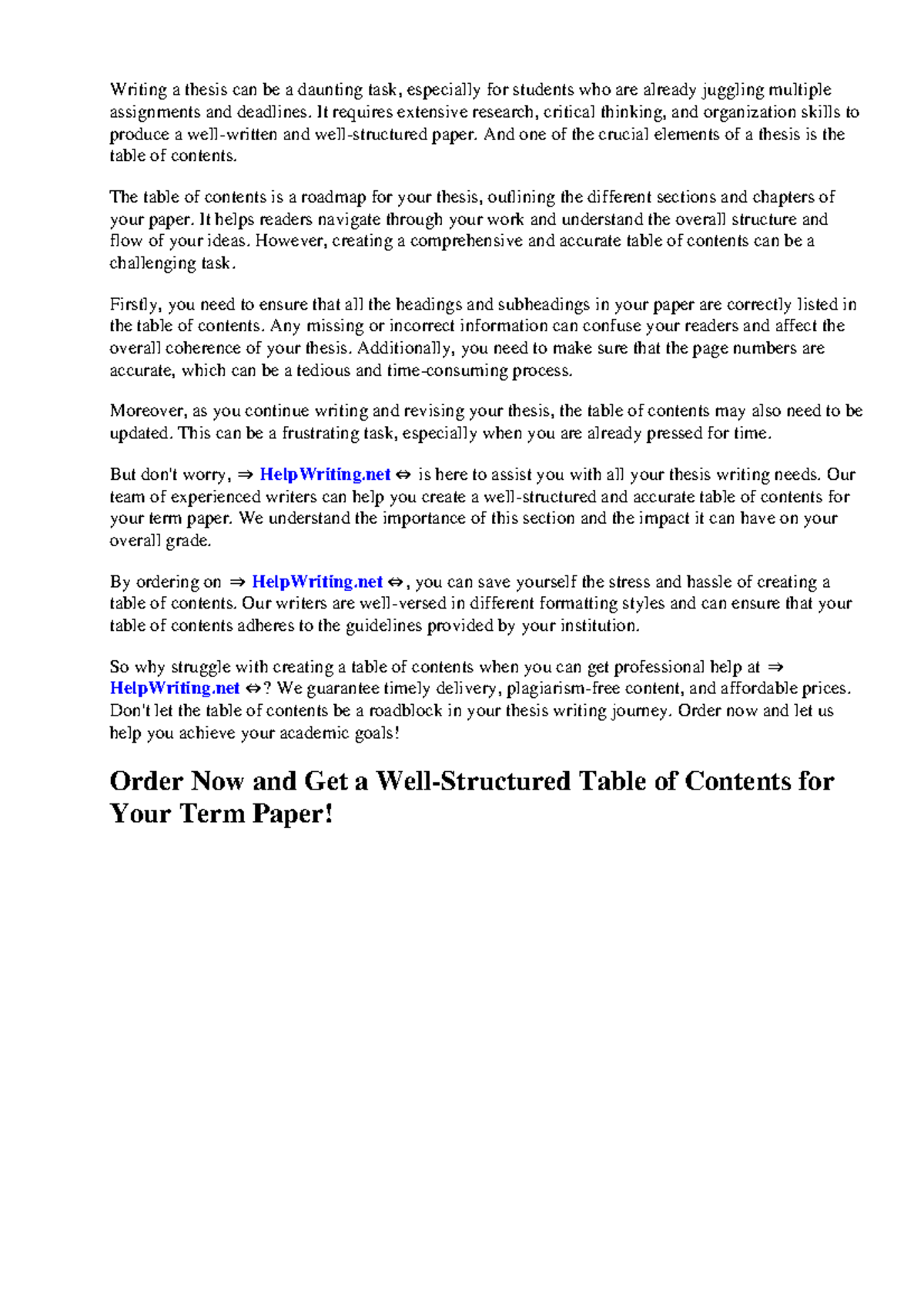 Example of term paper table of contents - Writing a thesis can be a ...