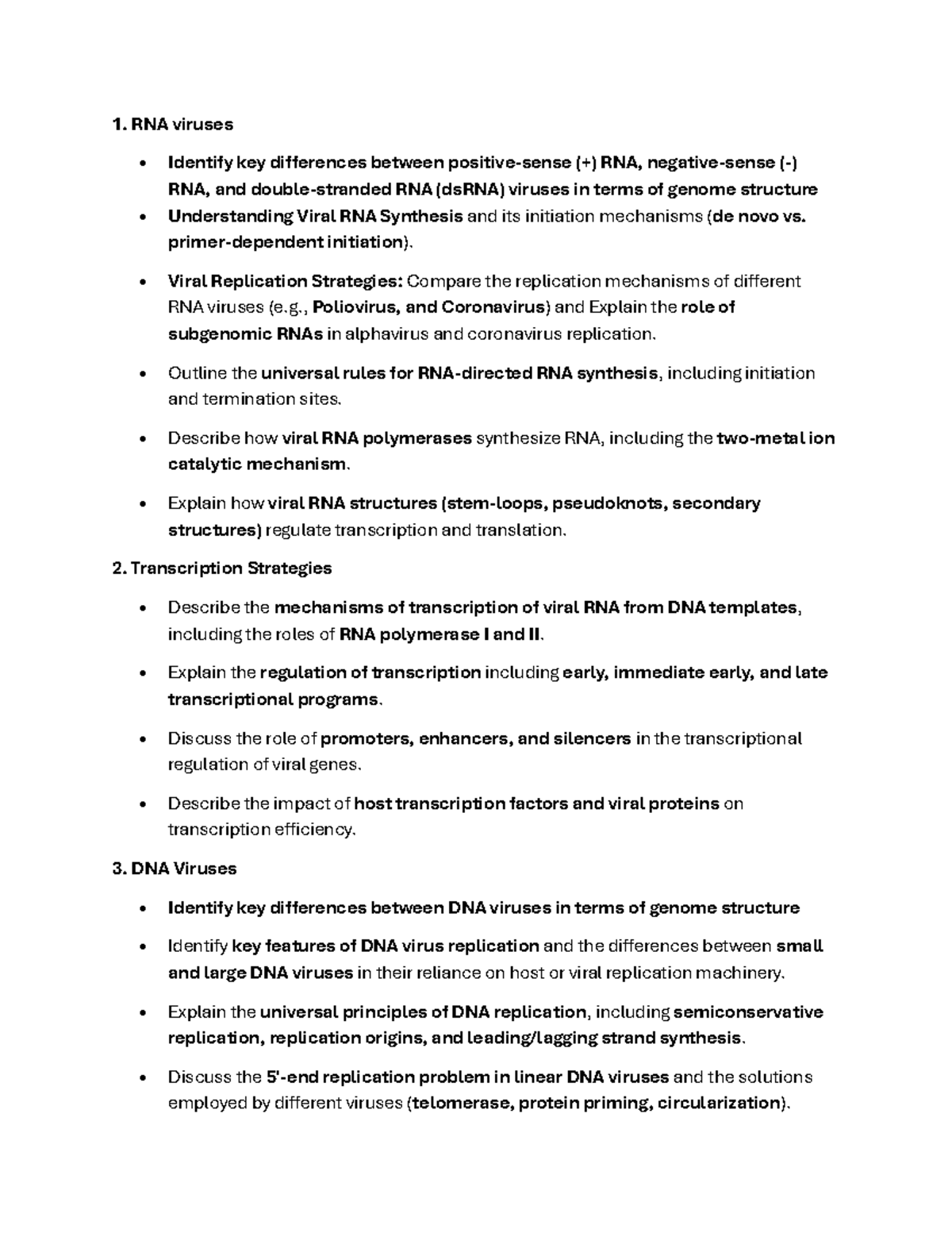 Virology Learning Objectives Summary: RNA & DNA Viruses - Studocu