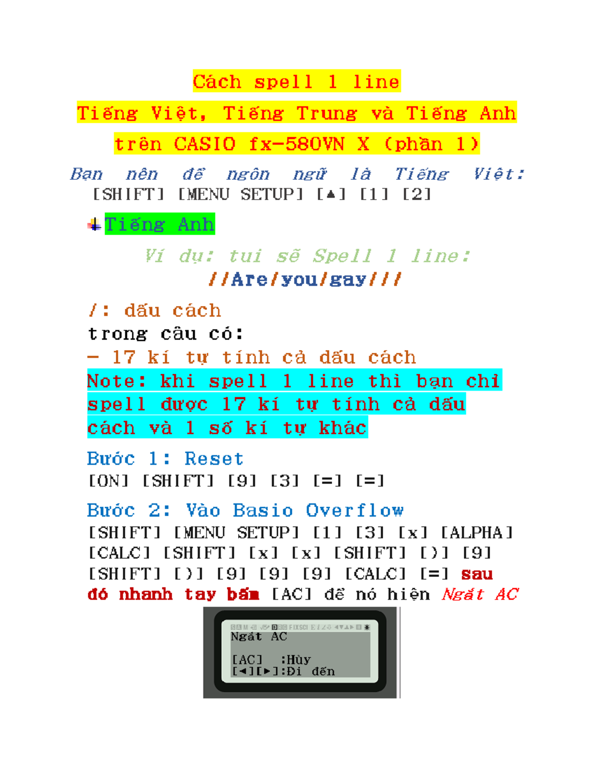 Hướng Dẫn Spell 1 Line Tiếng Việt, Trung, Anh trên CASIO X (Phần 1 ...