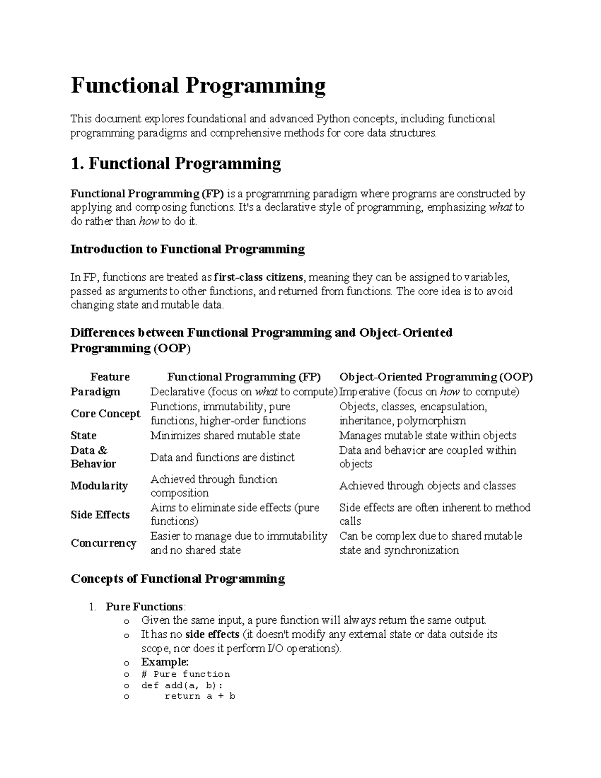 FP UNIT1 - Functional Programming Concepts and Techniques - Studocu