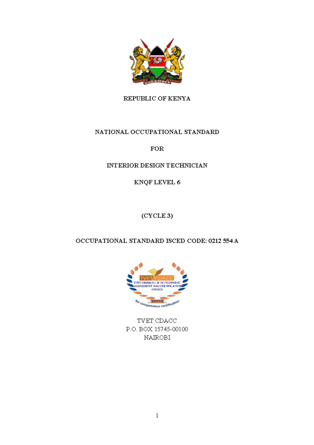 Interior Design Technician Occupational Standard KNQF Level 6 - Studocu