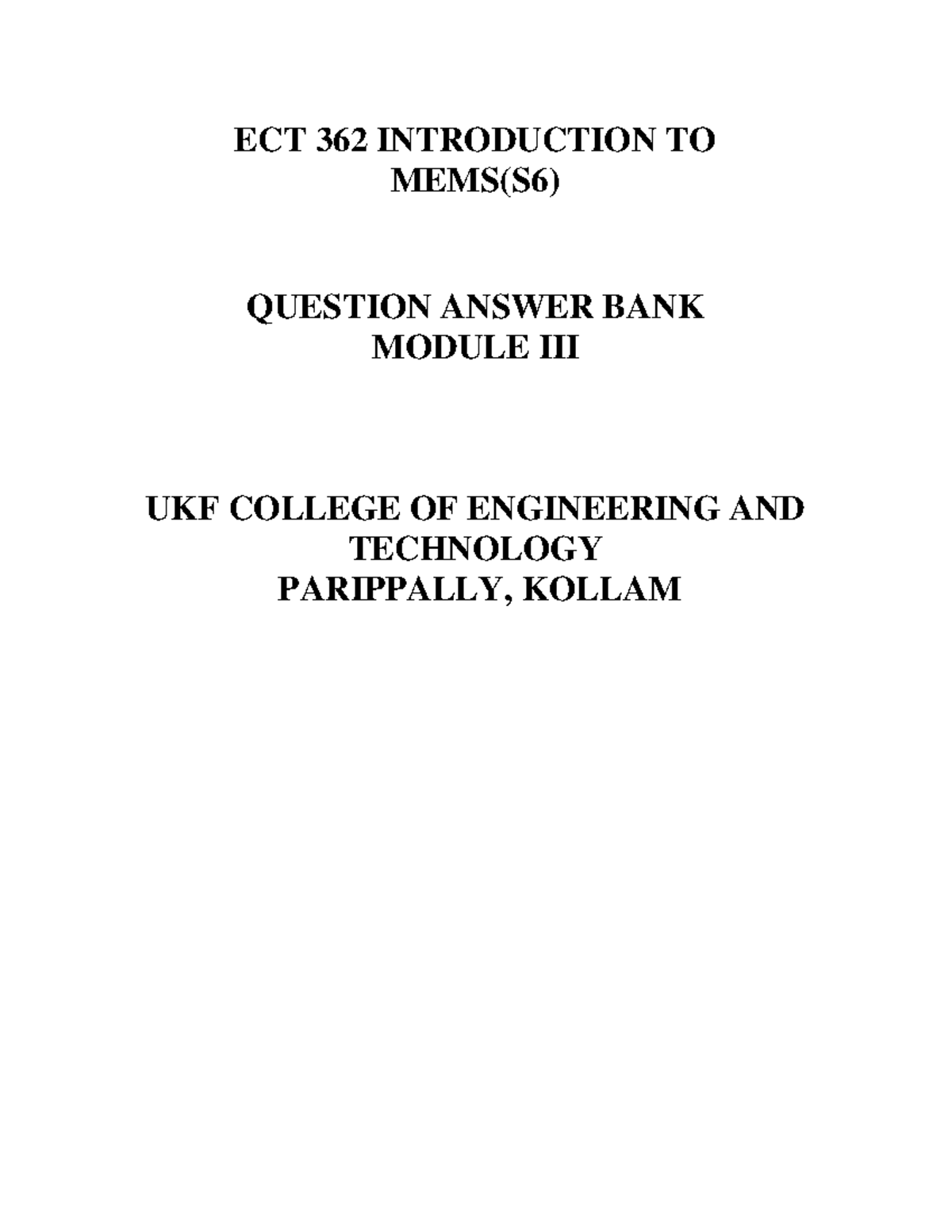 ECT 362 MEMS Question Answer Bank - Module 3 - Studocu