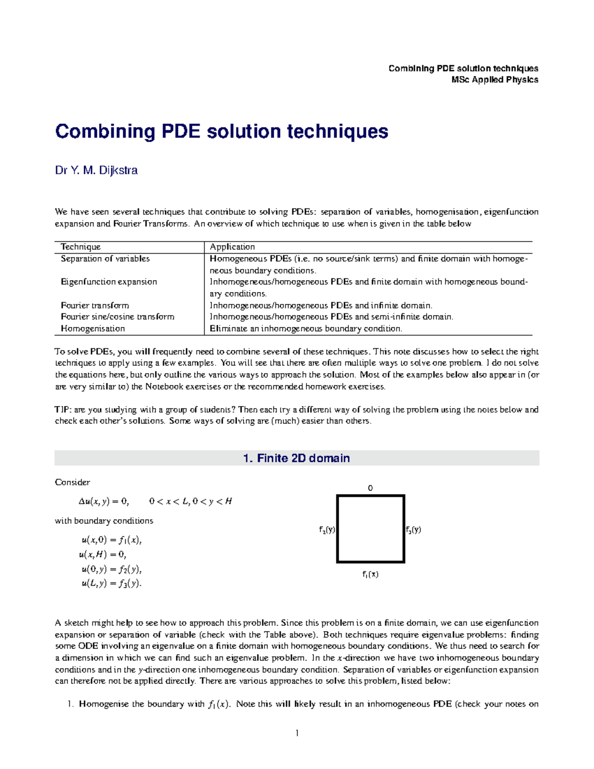 Advanced PDE Solution Techniques in MSc Applied Physics - Studeersnel