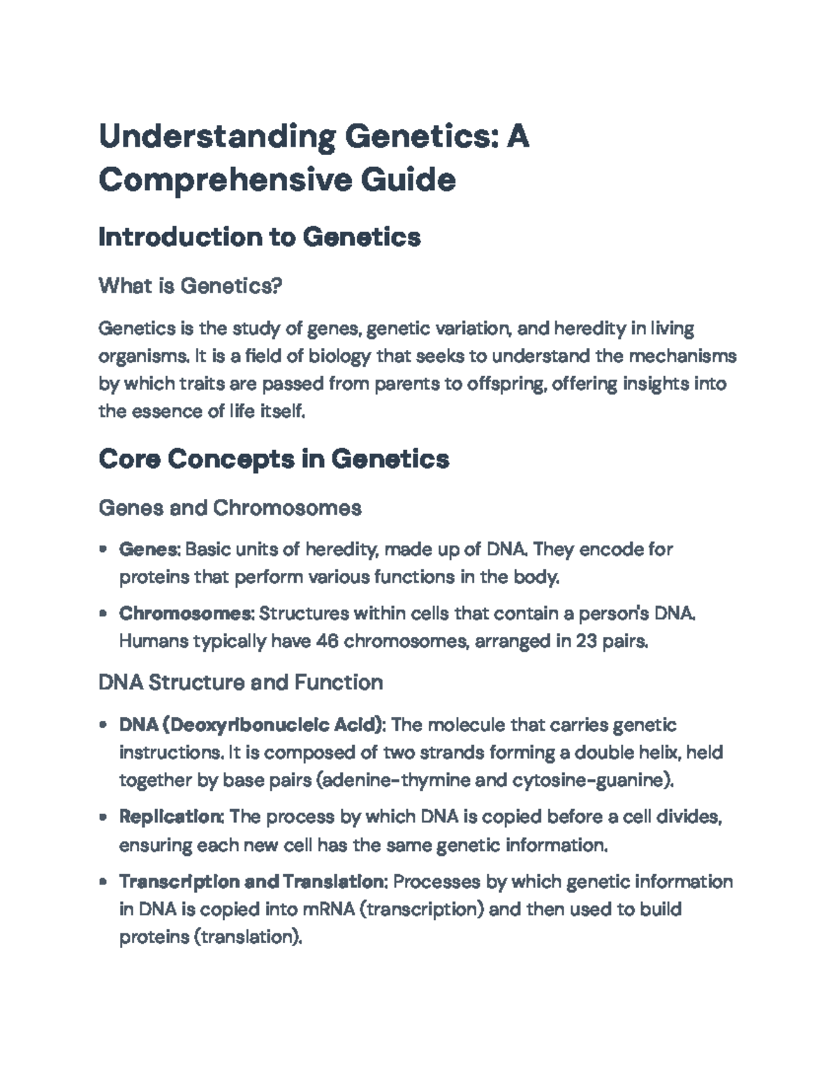 Genetics: Comprehensive Guide to Core Concepts and Applications ...