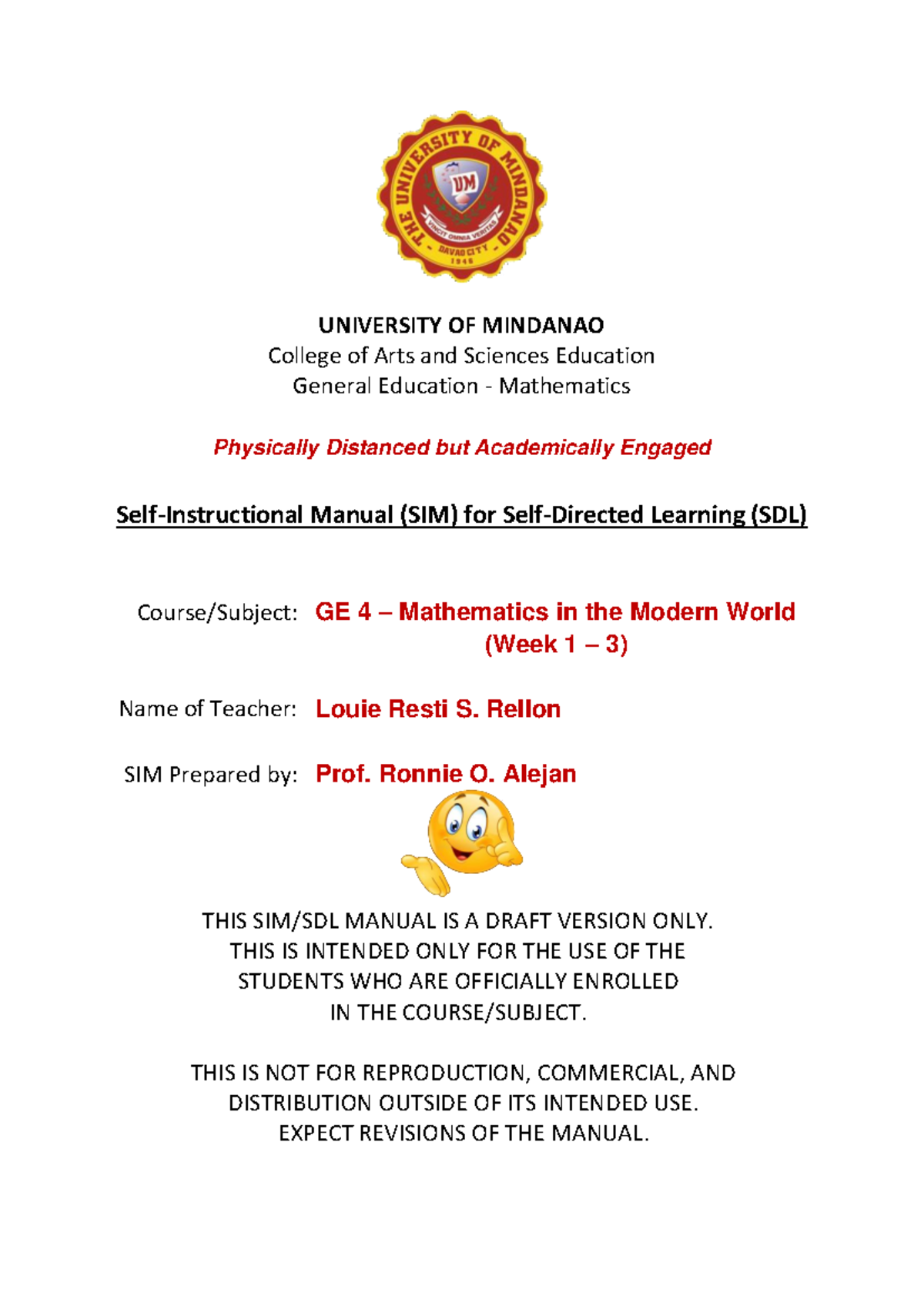 GE 4-MMW-Week 1-3 - Ppt mmw - UNIVERSITY OF MINDANAO College of Arts ...