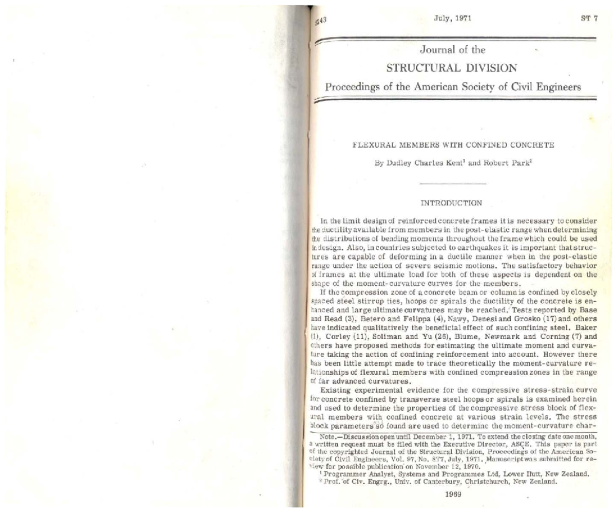 Kent & Park 1971: Flexural Members with Confined Concrete Analysis ...