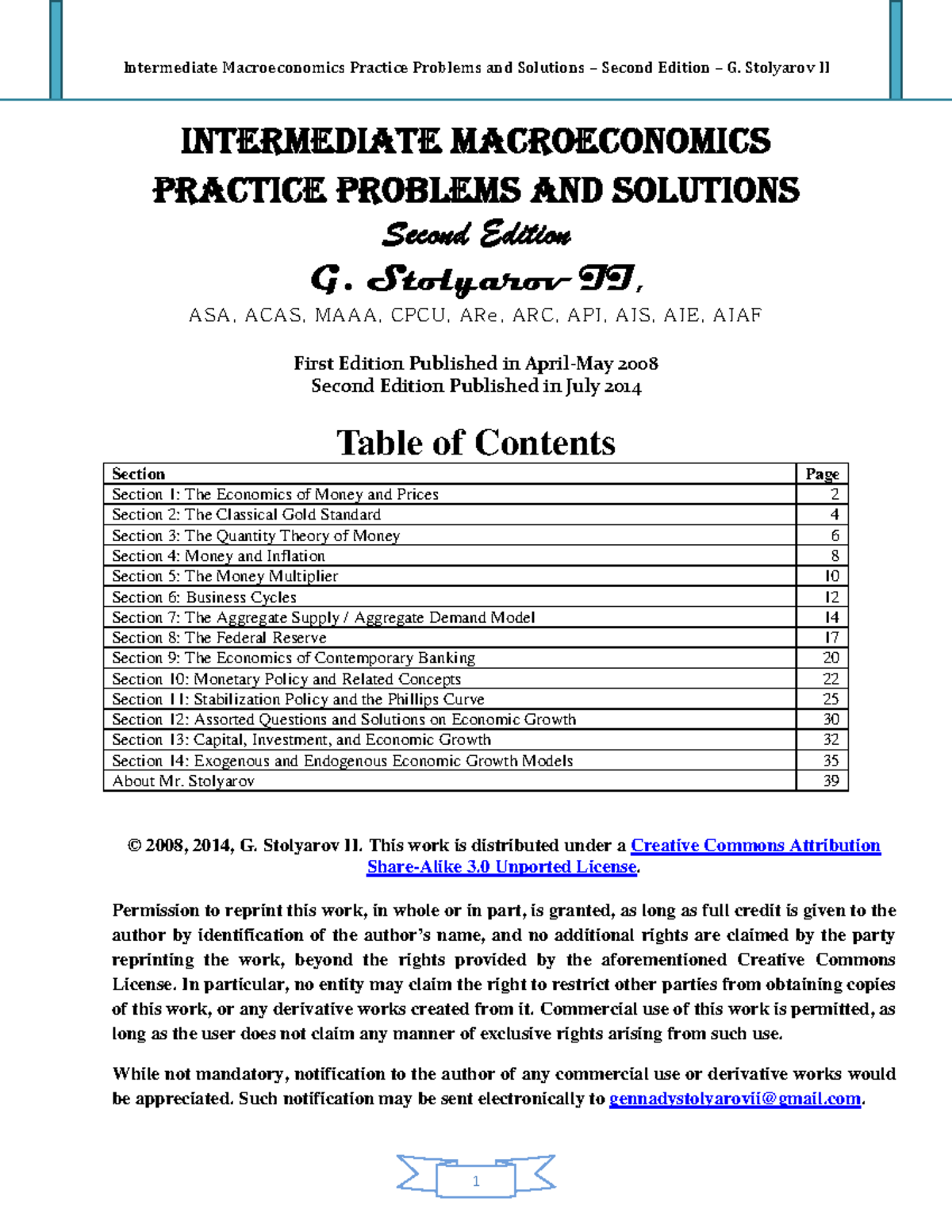 IntermedIate MacroeconomIcs (ECON 301) Practice Problems & Solutions ...