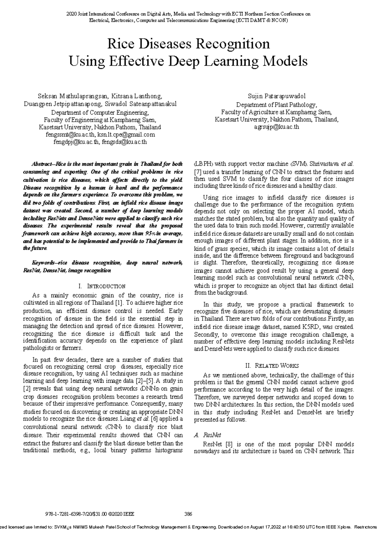 Rice Diseases Recognition Using Effective Deep Learning Models - Rice ...