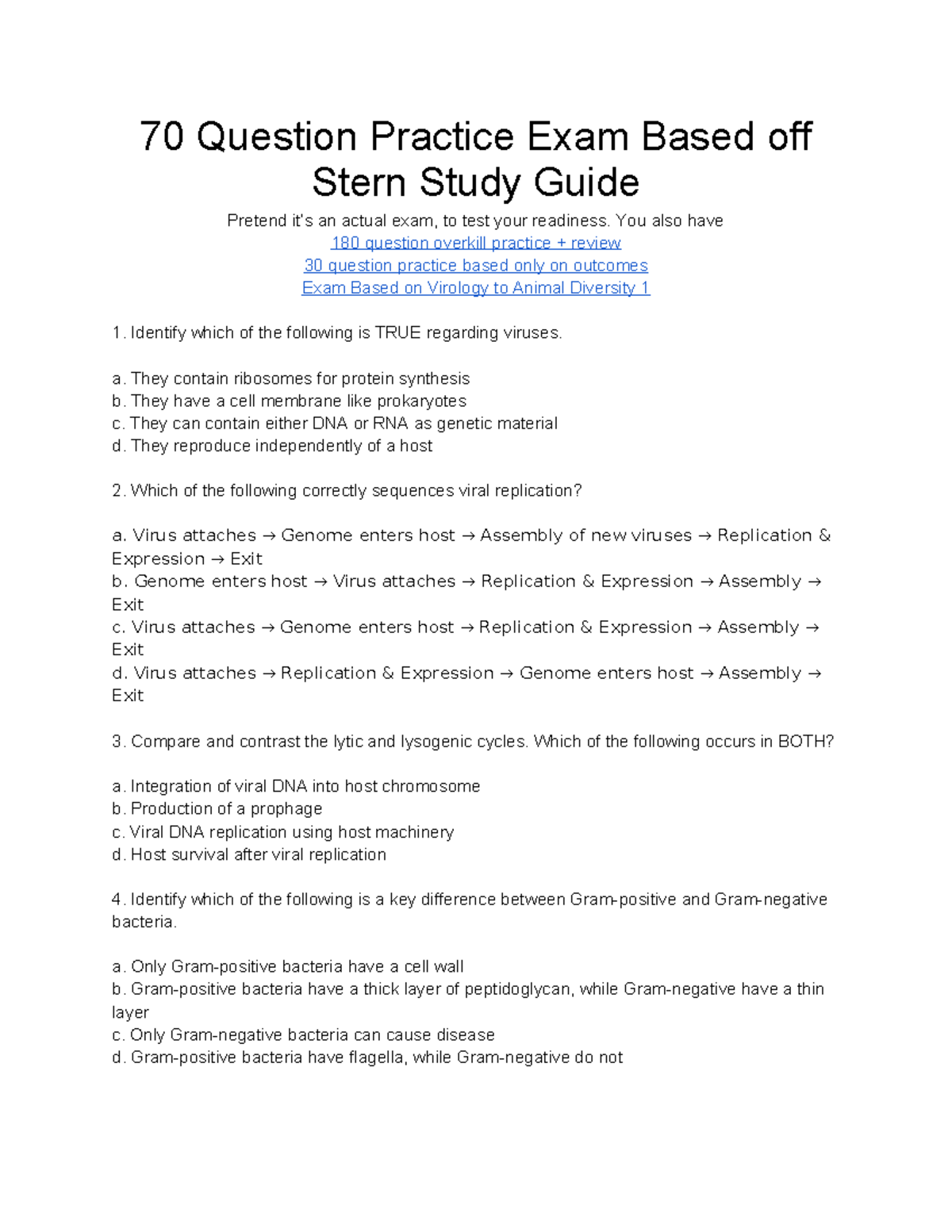 Bio 116 Exam 1 Review: Practice Questions & Study Guide - Studocu