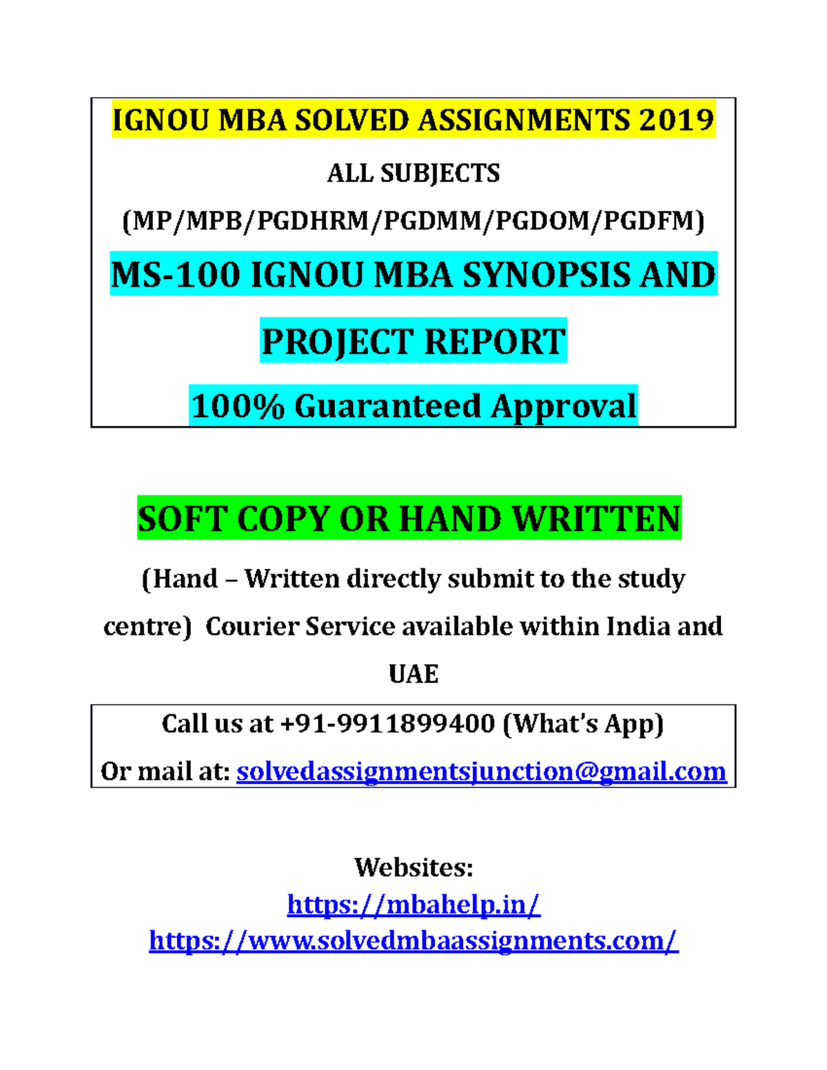 Ignou MBA Solved Assignments 2019 - IGNOU MBA SOLVED ASSIGNMENTS 2019 ...
