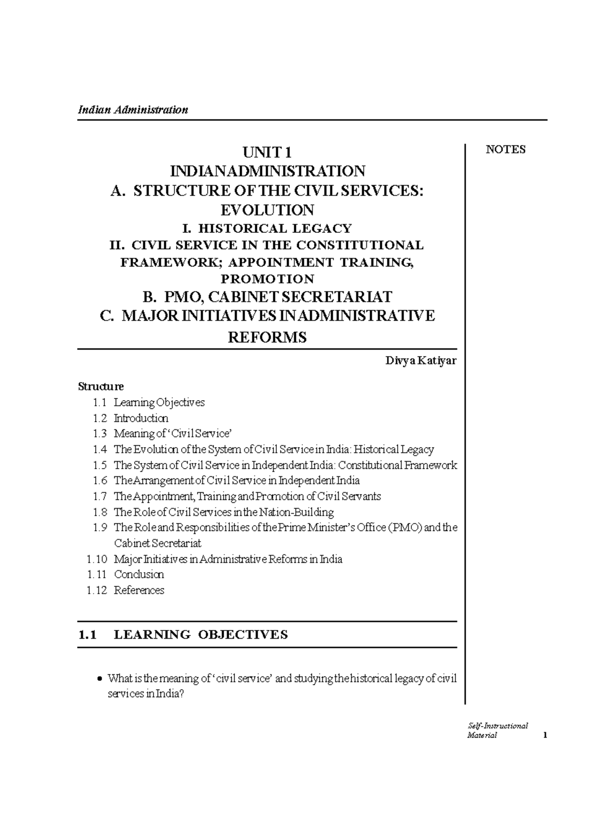 Unit 1 Civil Services: Comprehensive Notes for Sem 4 Admin Studies ...