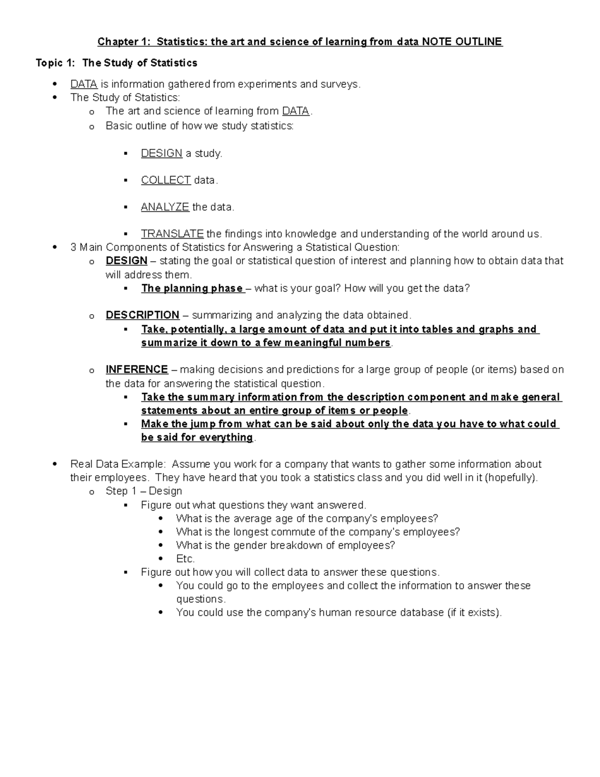 Chapter 1 Topic 1 Outline - Chapter 1: Statistics: the art and science ...