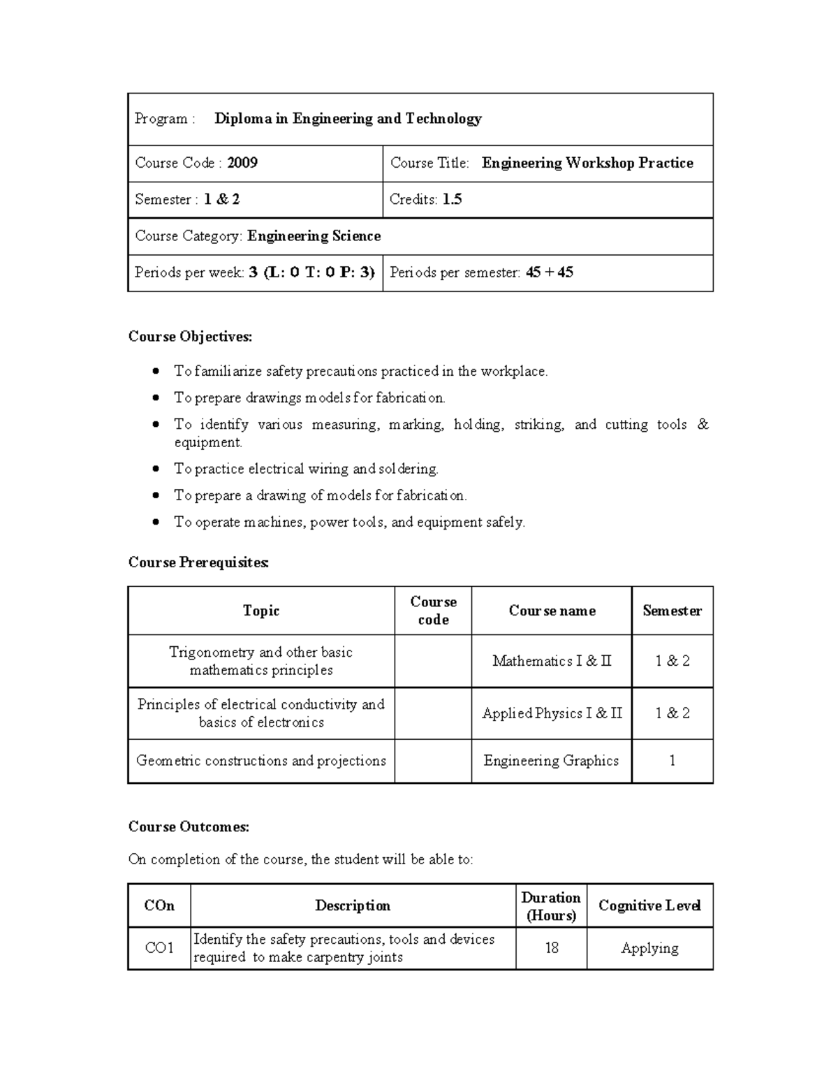Engineering Workshop Practice - ME 2009 - Semester 1 Notes - Studocu
