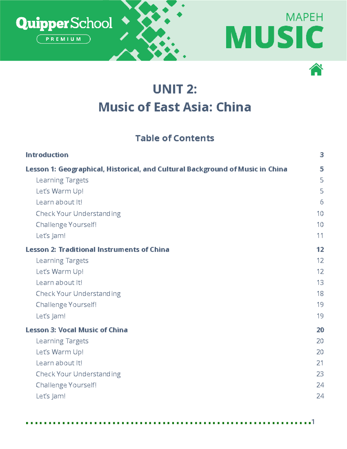 Final Music 8.2 Music of East Asia China, 3 Lessons - UNIT 2: Music of ...
