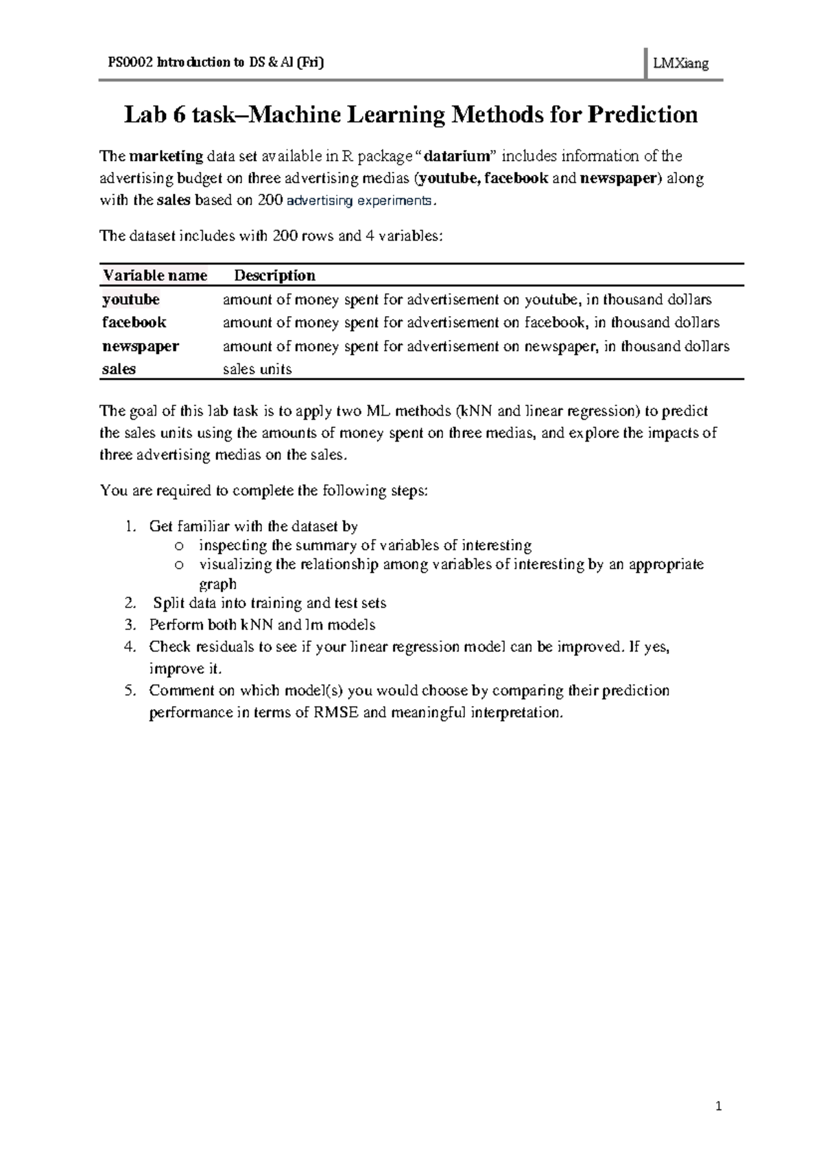 Lab 6 task - mandatory assignment - PS0002 Introduction to DS & AI (Fri ...