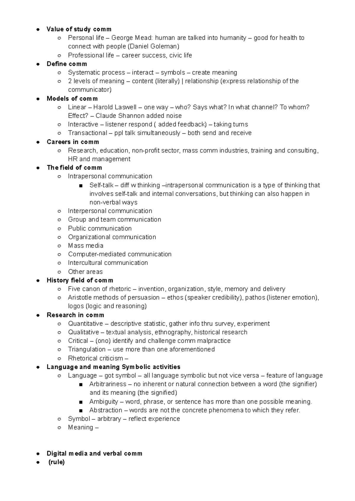 Comm 101: Final Exam Notes on Communication Principles and Practices ...