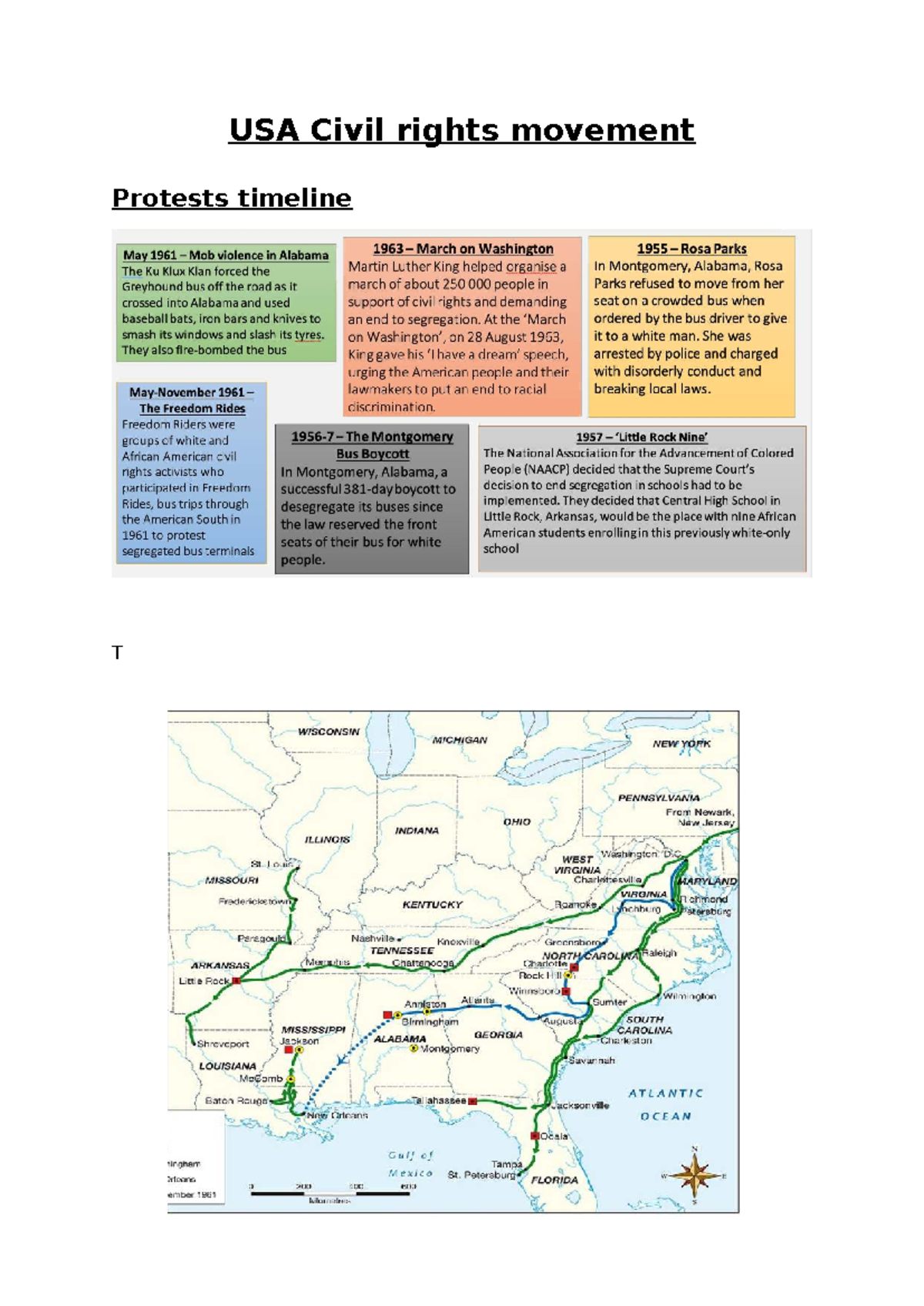 USA Civil Rights Movement Timeline: Key Protests of 1957 - Studocu