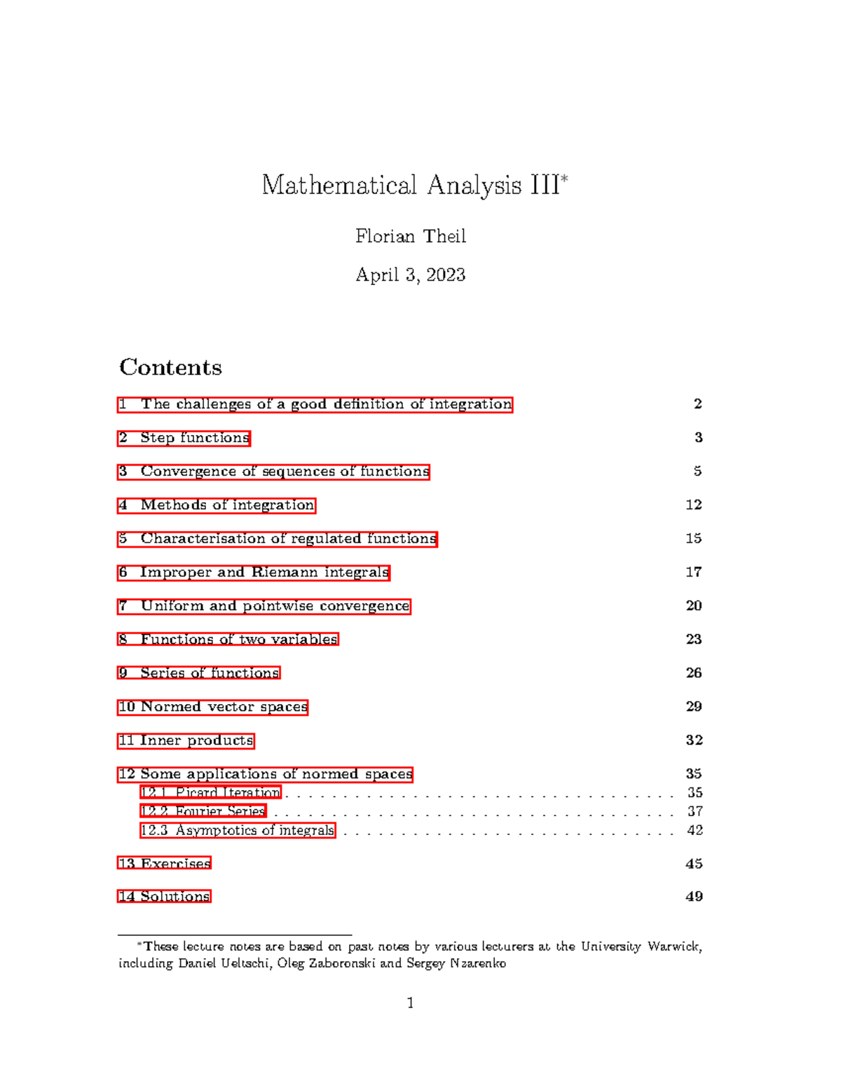 Analysis III MA244 Lecture Notes - Integration and Convergence - Studocu