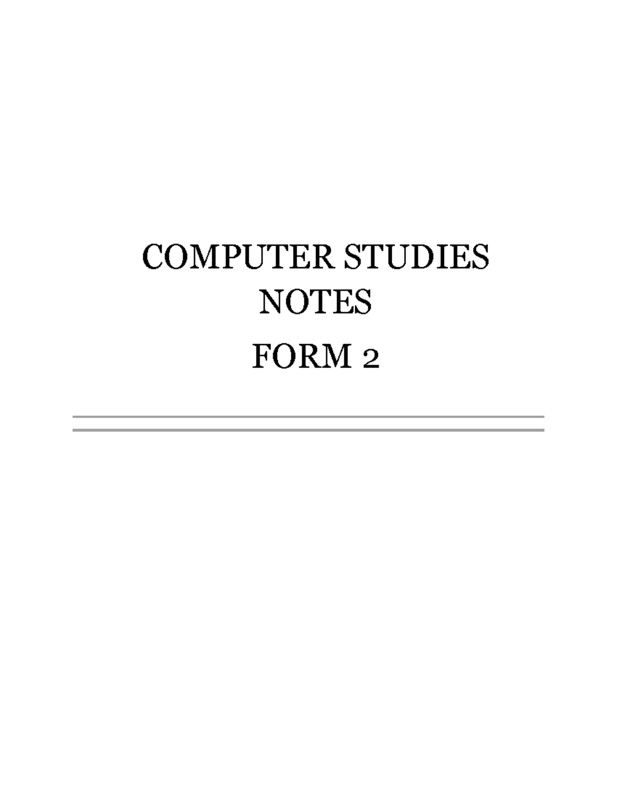 COMP STUDIES NOTES FORM 2: Components of a Spreadsheet - Studocu