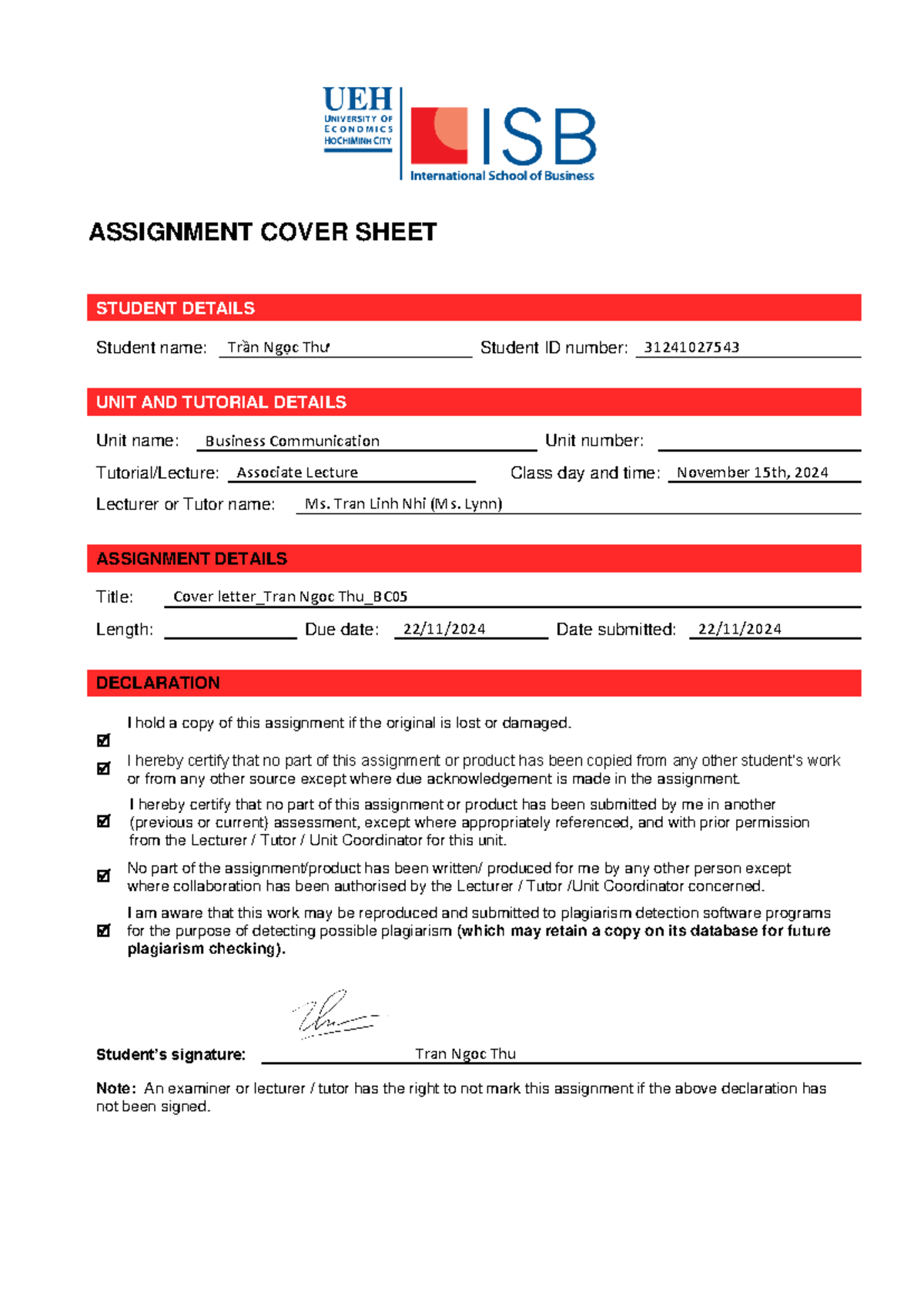 BC 31241027543: Cover Letter Example for Internship Application - Studocu