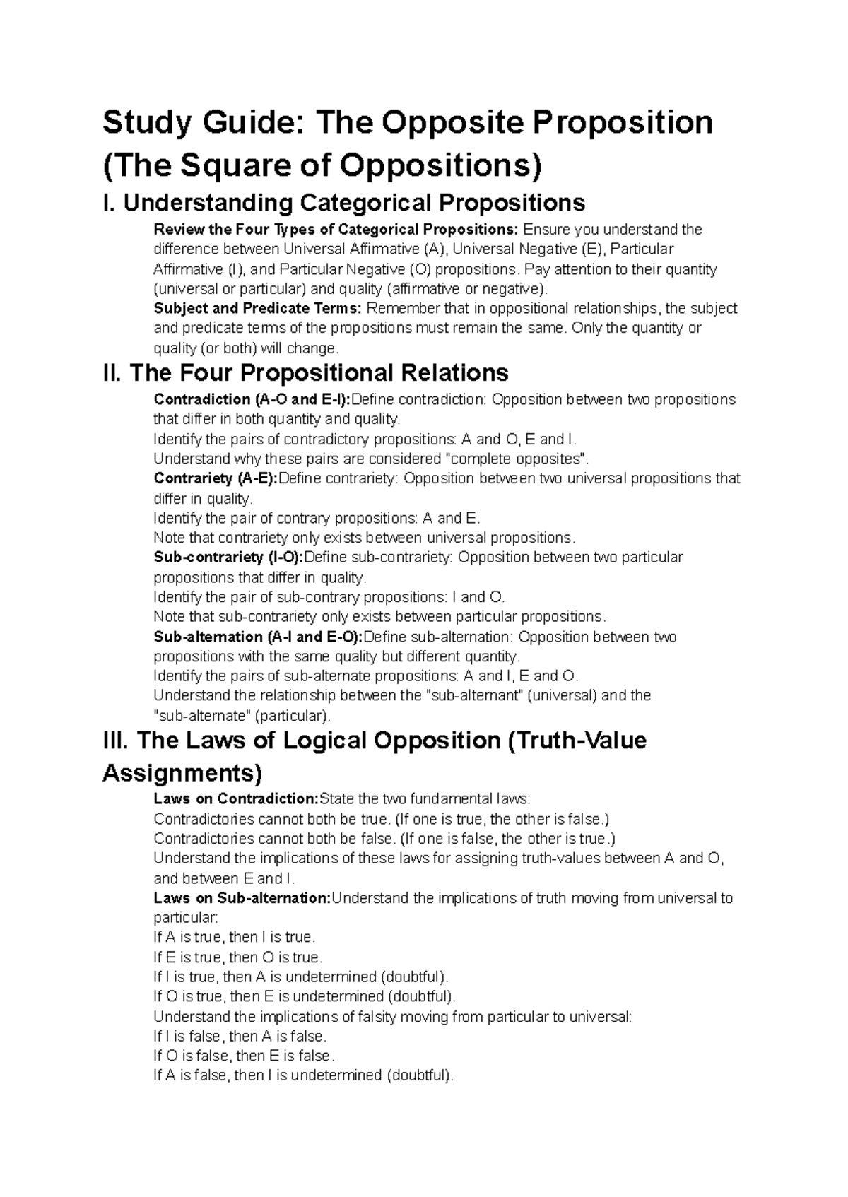 The Opposite Proposition (The Square of Oppositions) - Understanding ...