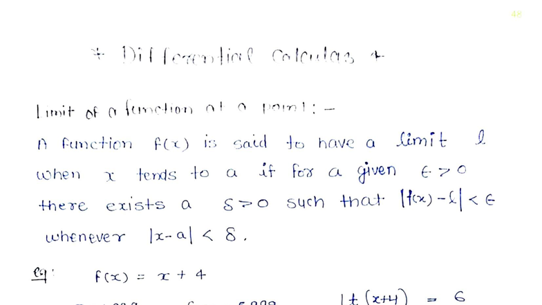 Limit of a Function at a Point: Differential Calculus (MATH 48) - Studocu