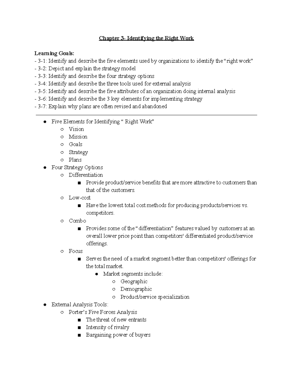 Chapter 3 Study Guide - Intro to MGMT - Chapter 3- Identifying the ...