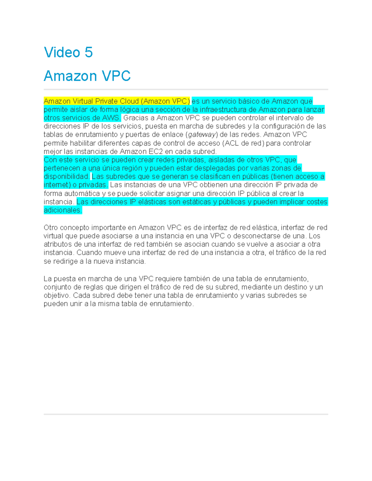 Tema 1. Servicios de redes y entrega de contenido - Video 5 Amazon VPC ...