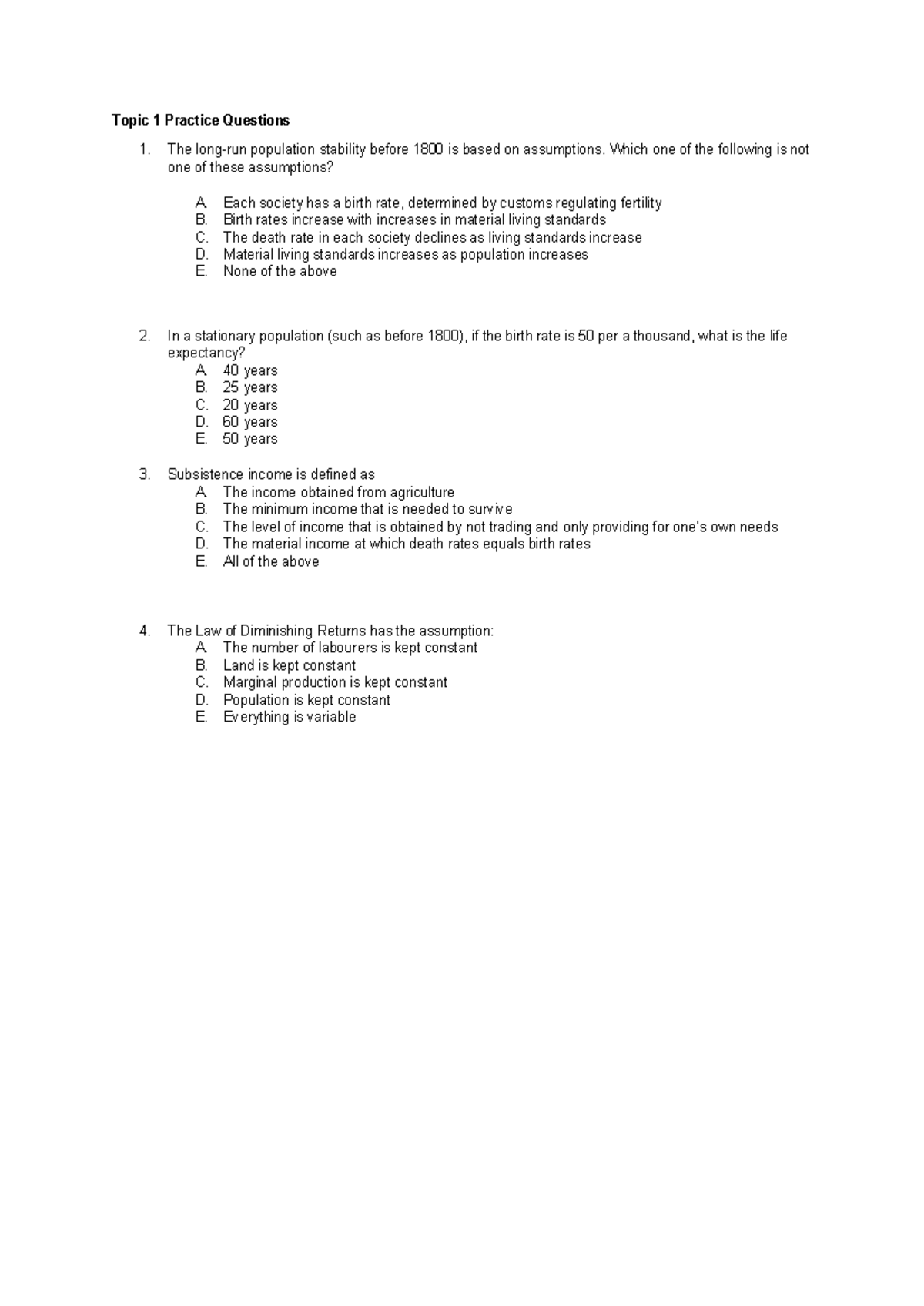 ECO 101 Topic 1 Practice Questions and Answers for Review - Studocu