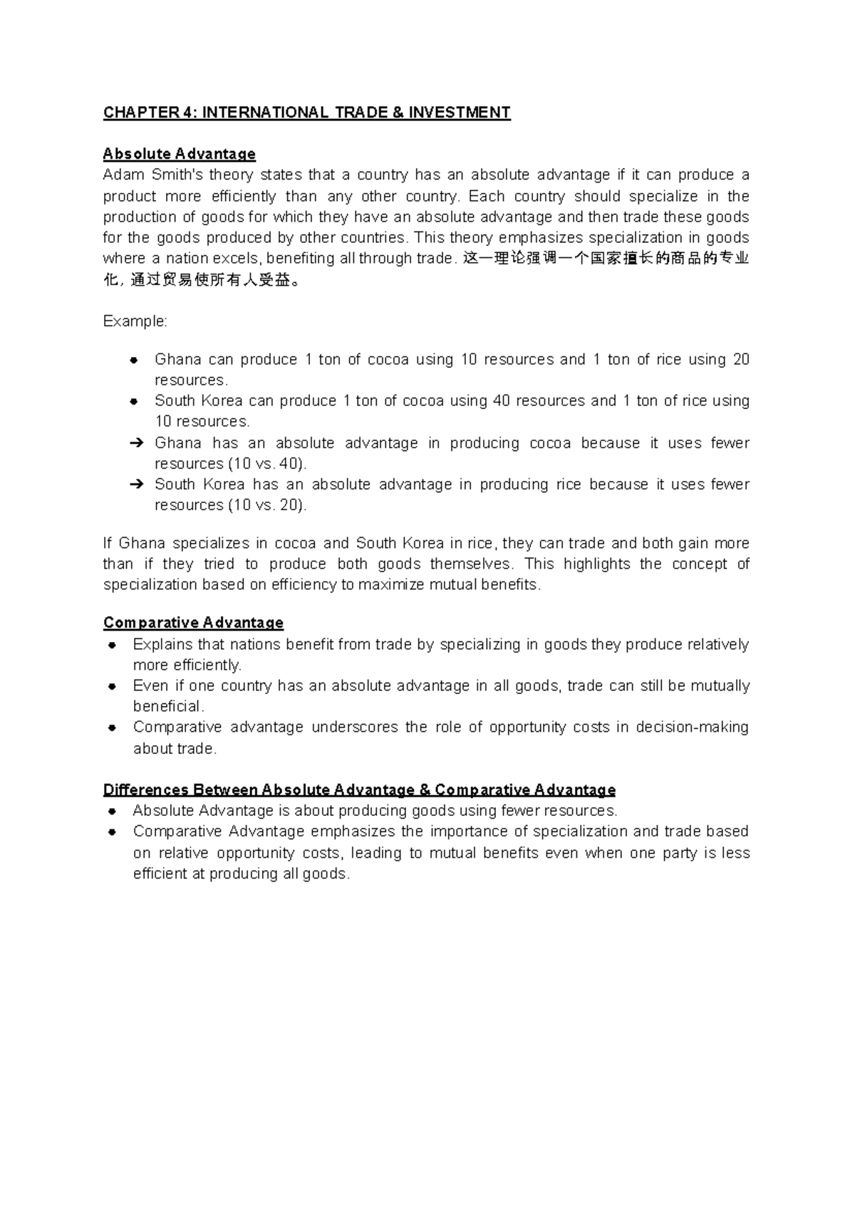 IIB C4 - Chapter 4: International Trade & Investment Notes - Studocu