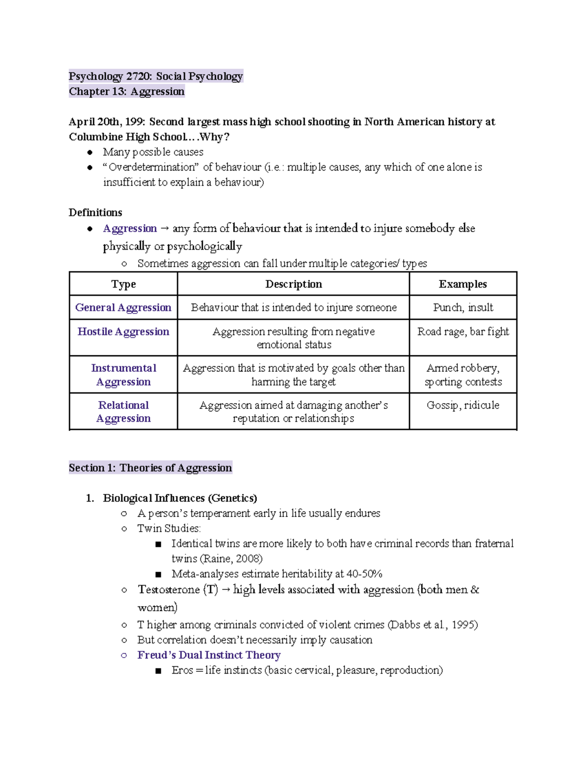 Psych 2720 CHPT 13 - Lecture notes, chapter 13. - Psychology 2720 ...