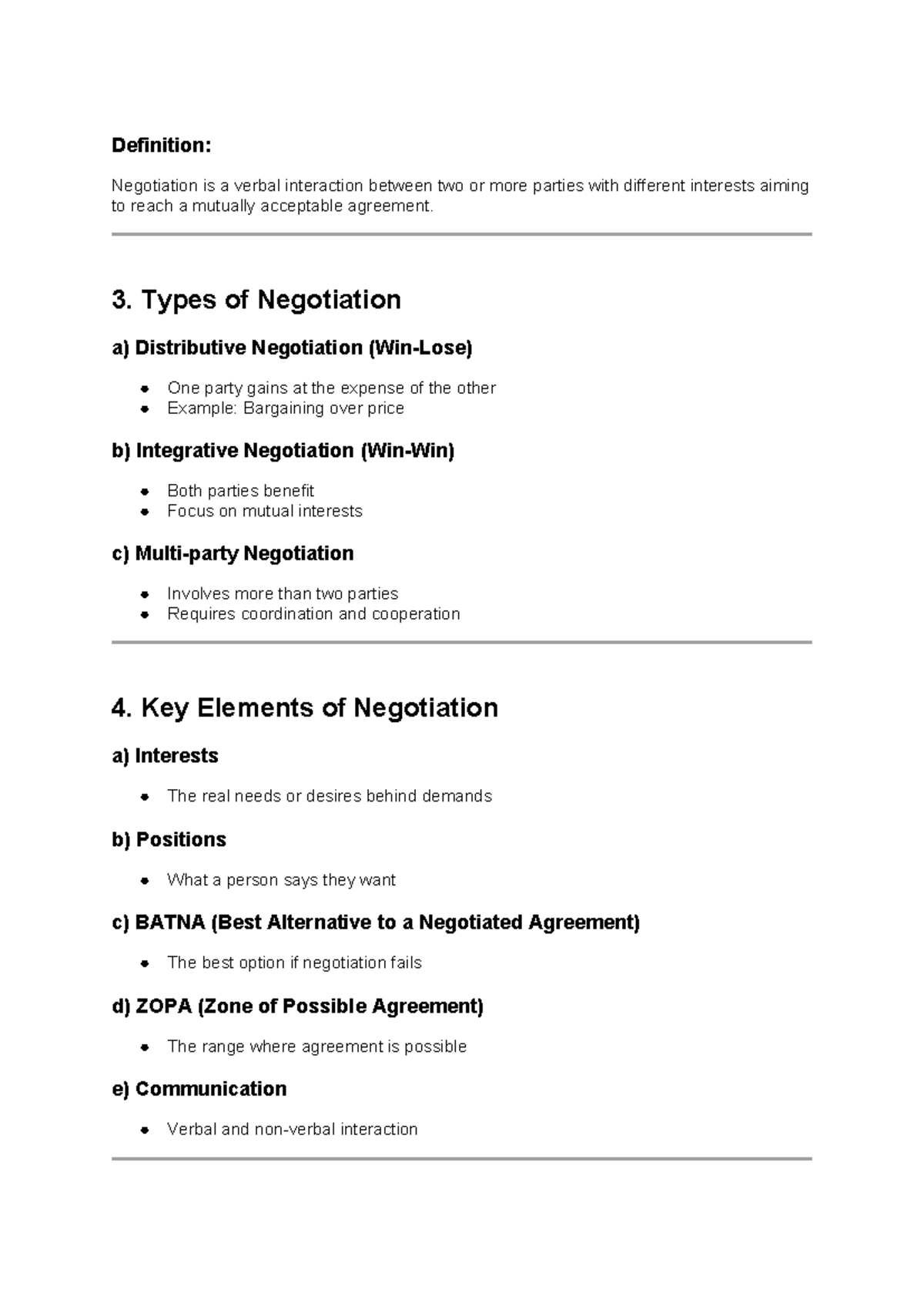 Negotiation Skills and Strategies: Oral Skills Notes (Course Code ...