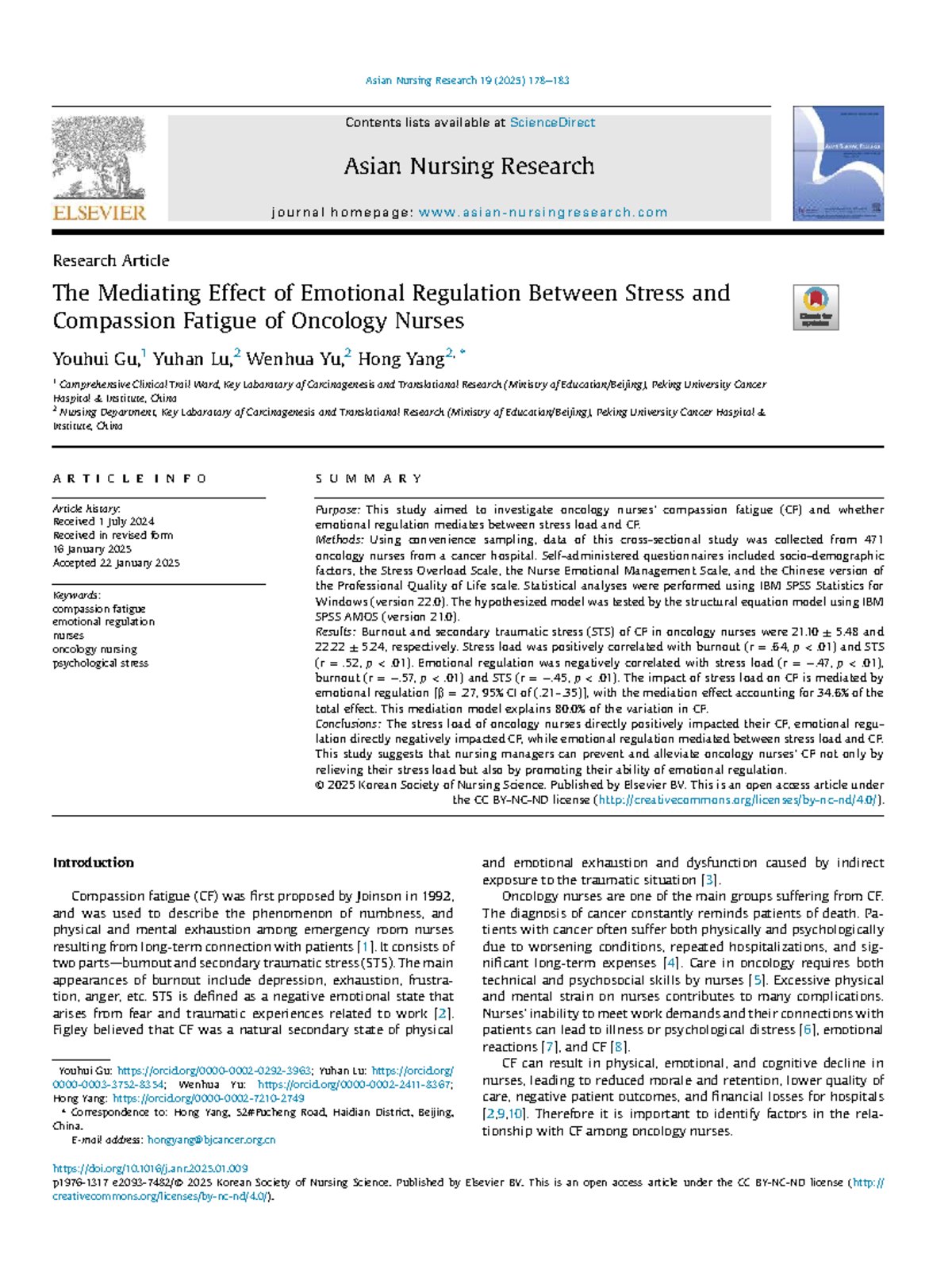 The Mediating Role of Emotional Regulation in Stress and Compassion ...
