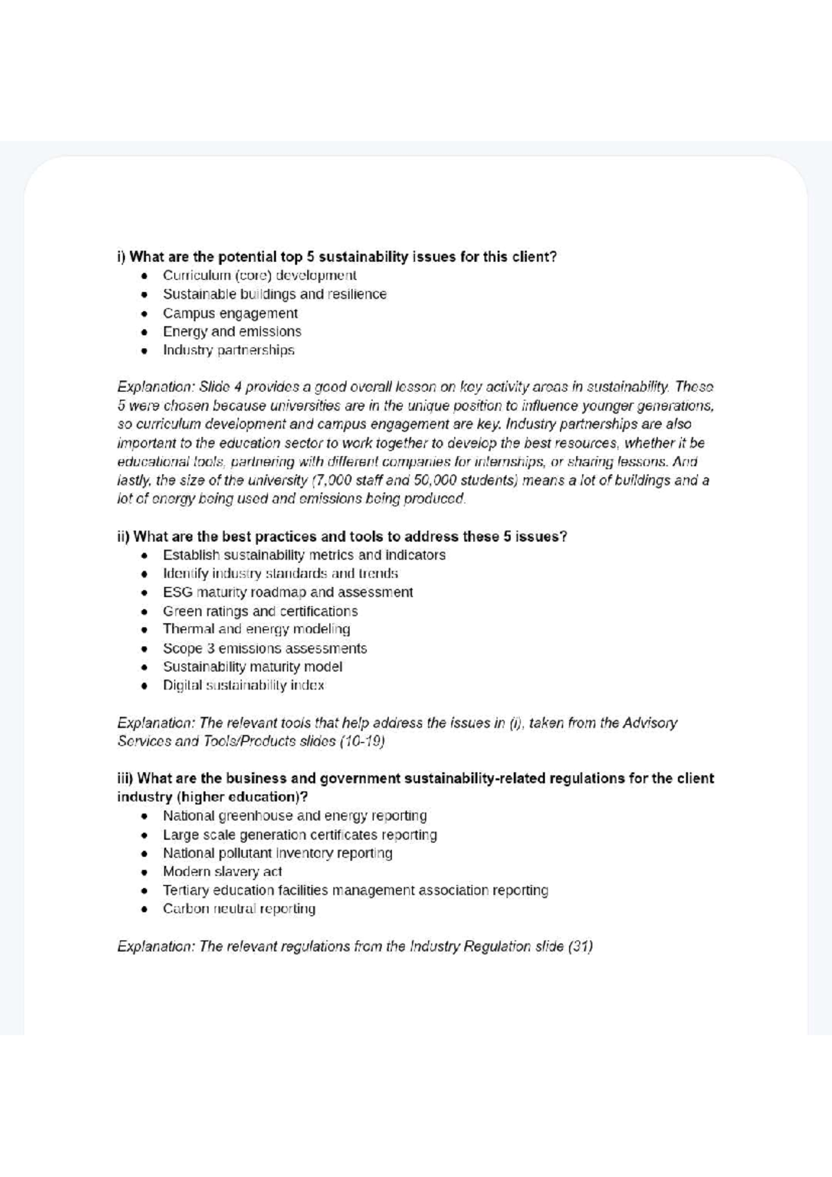 1000116440 - Components - i) What are the potential top 5 ...