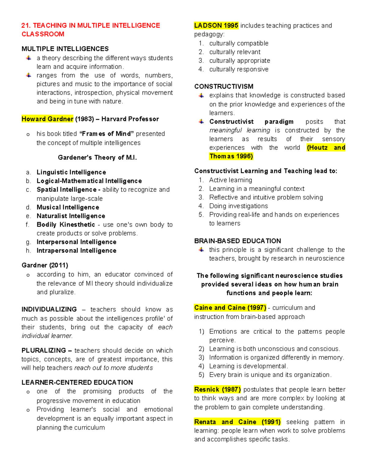 PROF ED 3: Teaching in Multiple Intelligences and Educational Policies ...